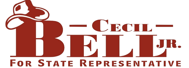 Red and white political campaign logo design.