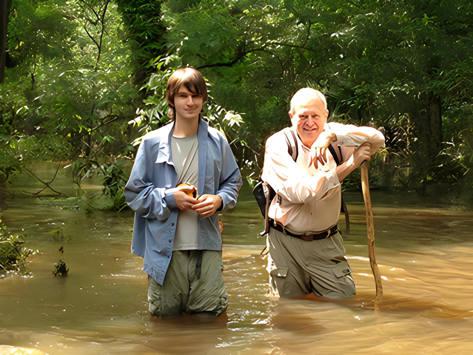 Hiking adventure through waterlogged terrain